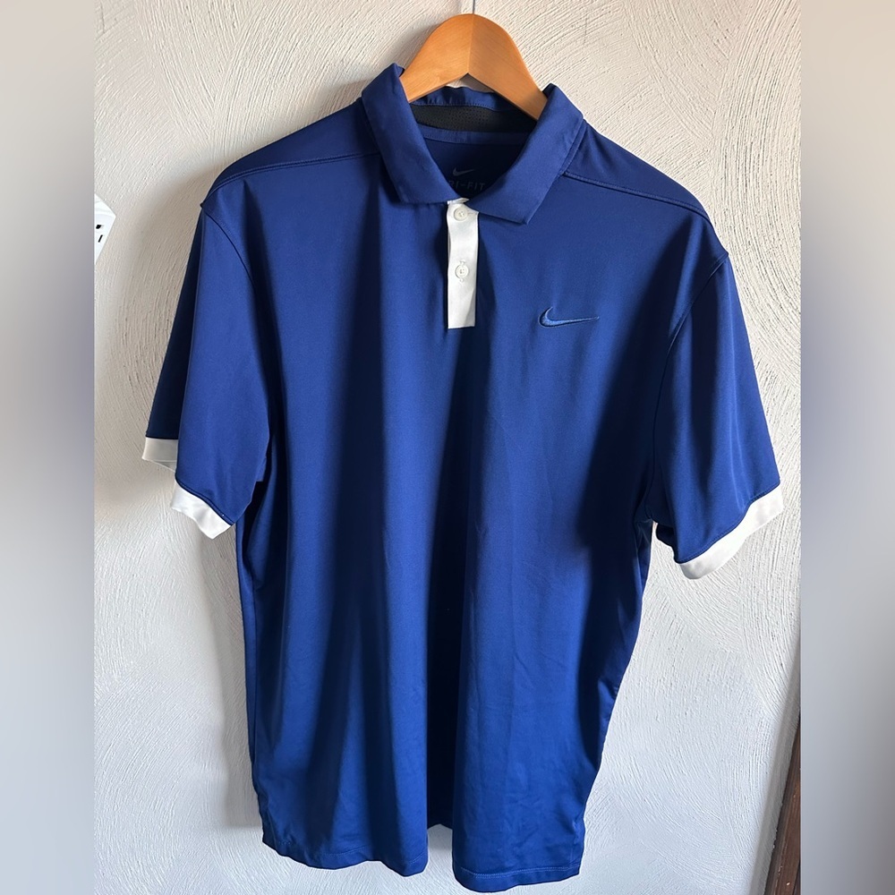 Nike Men's Polo Shirt in Blue and White